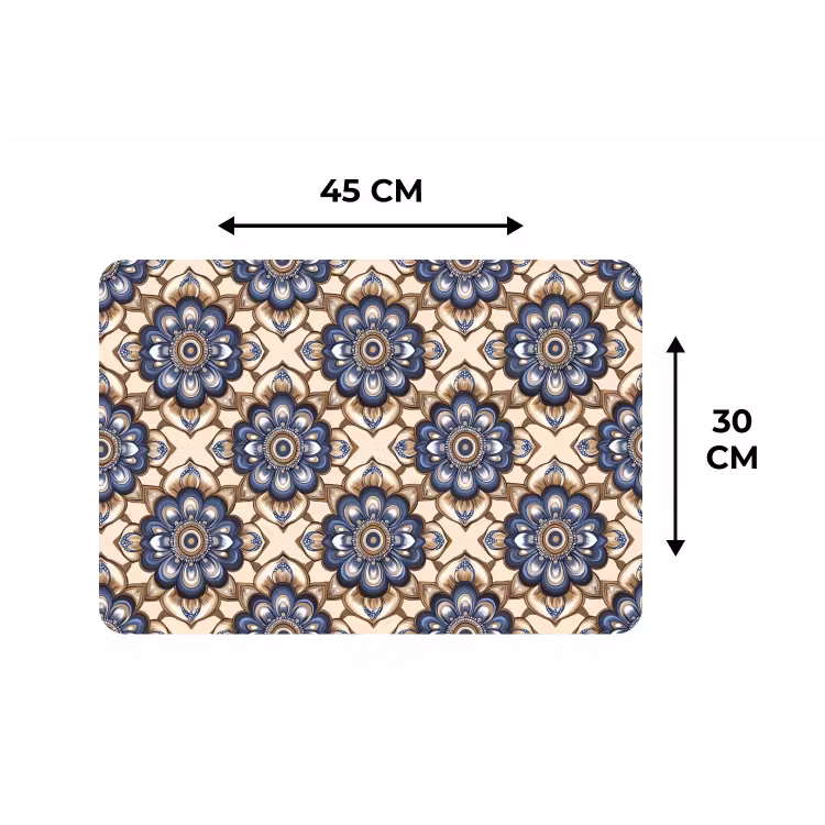 Floraal - Ornament - Blauw Placemat vinyl groot 368 -specs
