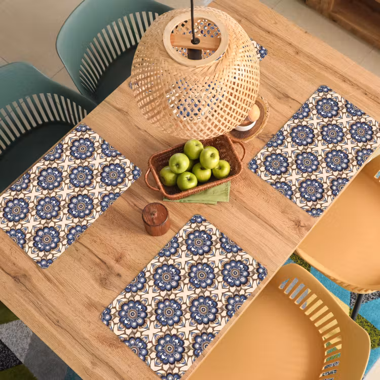 Floraal - Ornament - Blauw Placemat vinyl groot 368 -zzsfeer5_Kitchenyeah-website