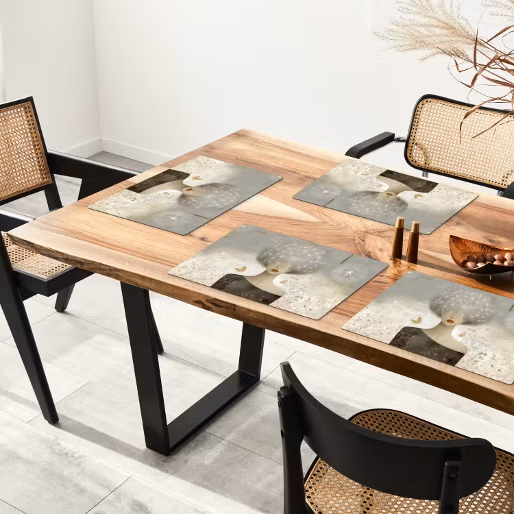 Pluis - Vrouw - Beige Placemat vinyl groot -zzsfeer4_Kitchenyeah-website