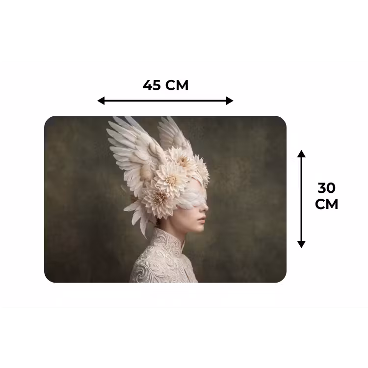 Vleugels - Vrouw - Wit Placemat vinyl groot -specs