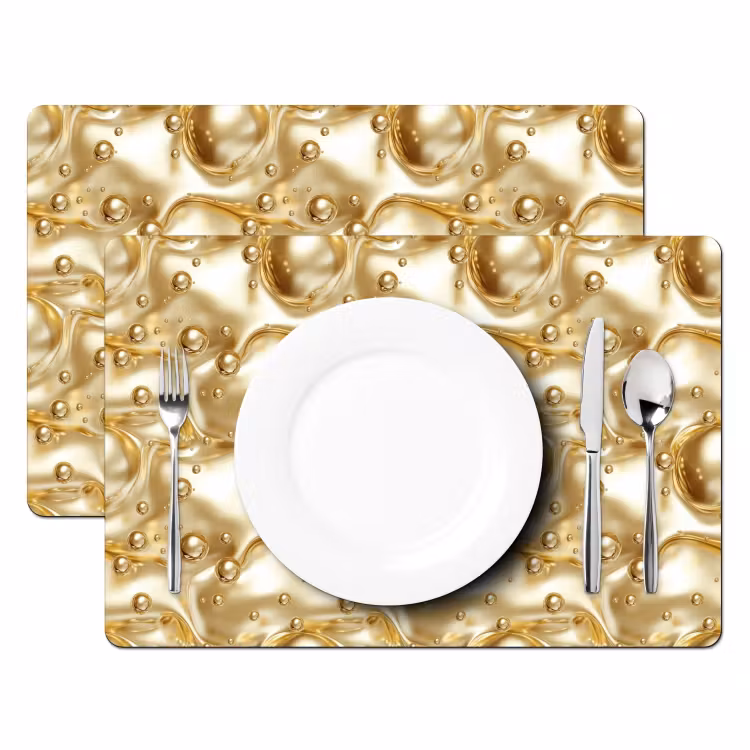 Vloeibaar - Druppels - Goud Placemat vinyl groot 368 -zzsfeer2_Kitchenyeah-website