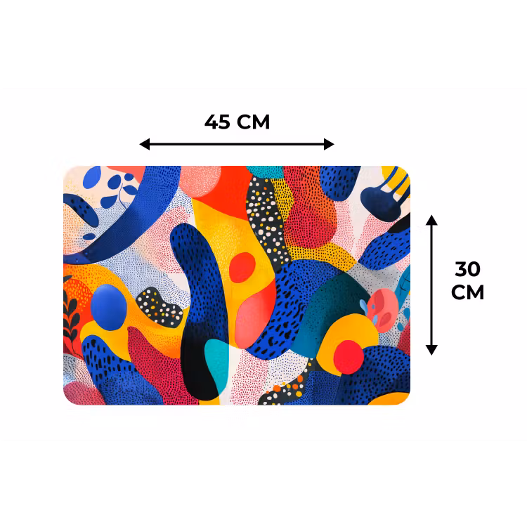Vormen - Abstract - Stippels - Blauw Placemat vinyl groot -specs