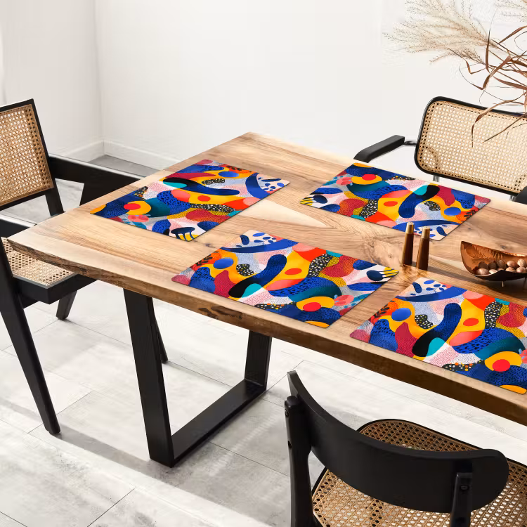 Vormen - Abstract - Stippels - Blauw Placemat vinyl groot -zzsfeer4_Kitchenyeah-website
