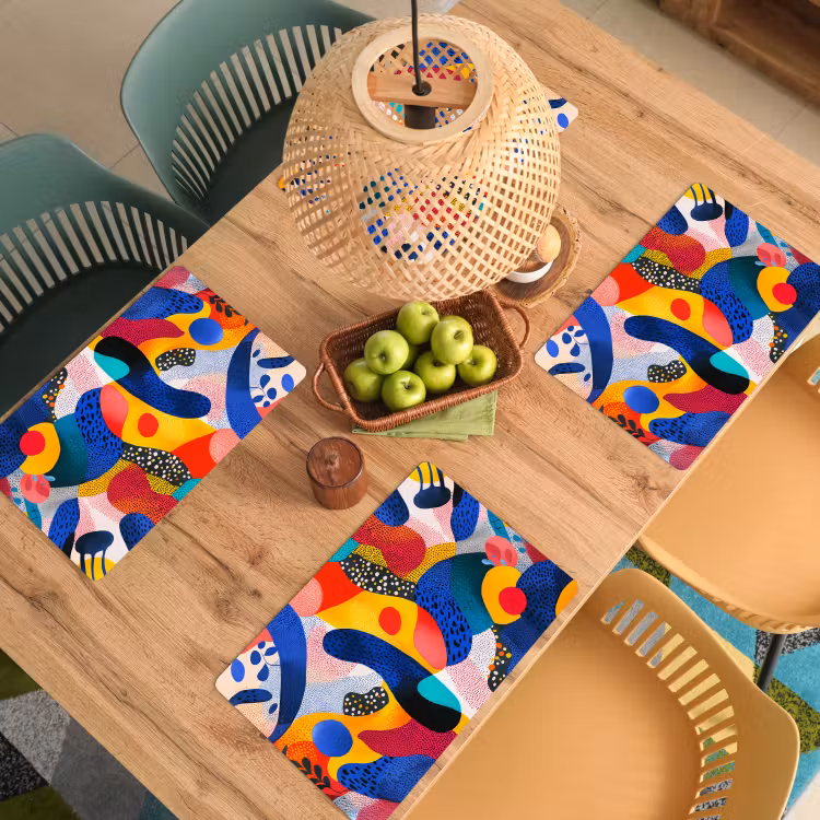 Vormen - Abstract - Stippels - Blauw Placemat vinyl groot -zzsfeer5_Kitchenyeah-website