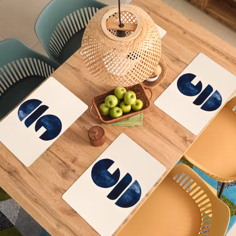 Vormen - Blauw - Abstract Placemat vinyl groot -zzsfeer5_Kitchenyeah-website