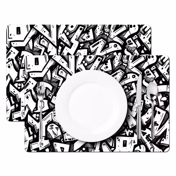 Vormen - Letters - Graffiti - Zwart Placemat vinyl groot -zzsfeer2_Kitchenyeah-website
