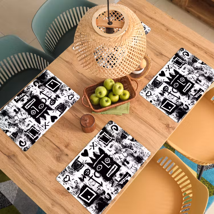 Vormen - Gezocht - Zwart - Abstract Placemat vinyl groot -zzsfeer5_Kitchenyeah-website