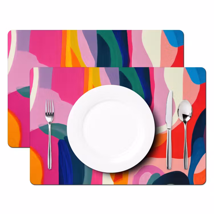 Vormen - Golvend - Abstract - Felroze Placemat vinyl groot -zzsfeer2_Kitchenyeah-website
