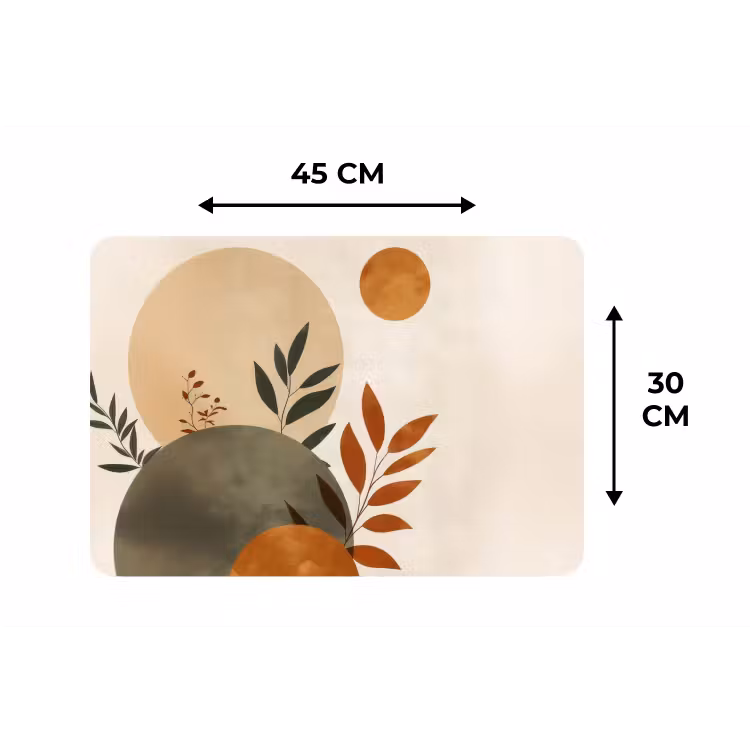 Vormen - Rond - Bladeren - Beige Placemat vinyl groot -specs