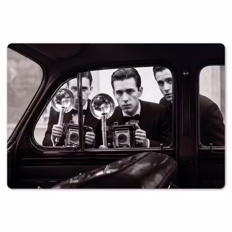 Fotograaf - Camera - Vintage - Journalistiek - Zwart-wit Placemat vinyl groot -zzsfeer1_Kitchenyeah-website