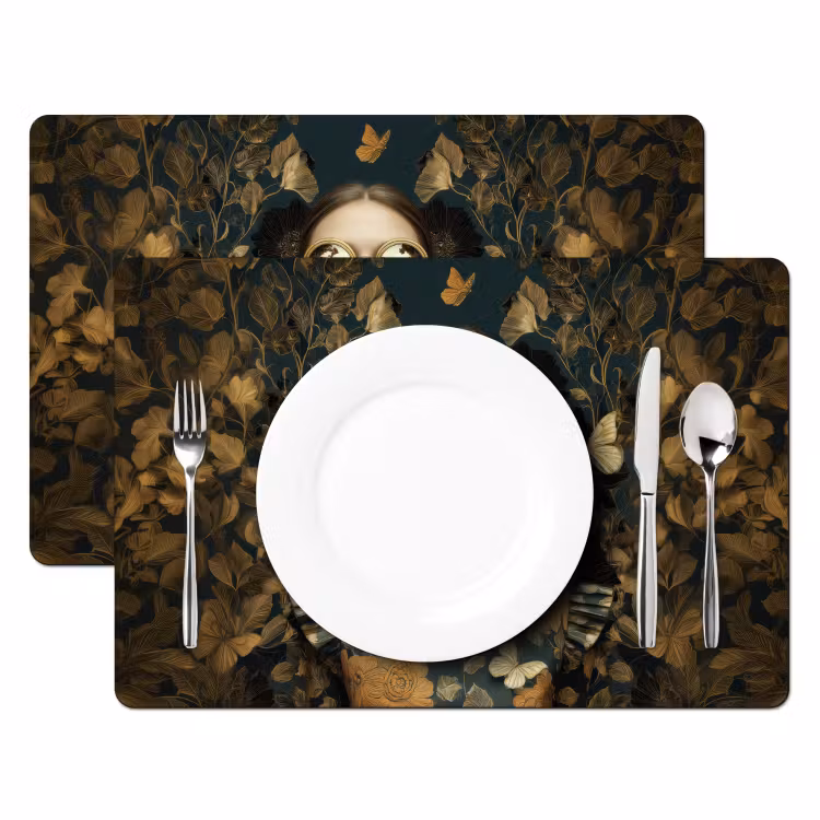 Vrouw - Bladeren - Goud - Vlinders Placemat vinyl groot -zzsfeer2_Kitchenyeah-website
