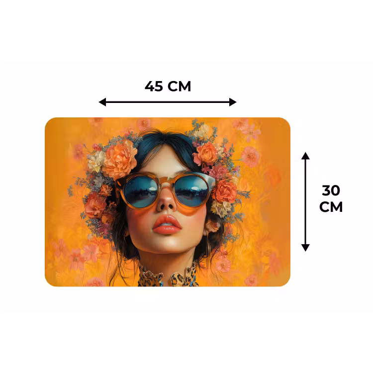 Vrouw - Bloemen - Aesthetic - Oranje Placemat vinyl groot -specs