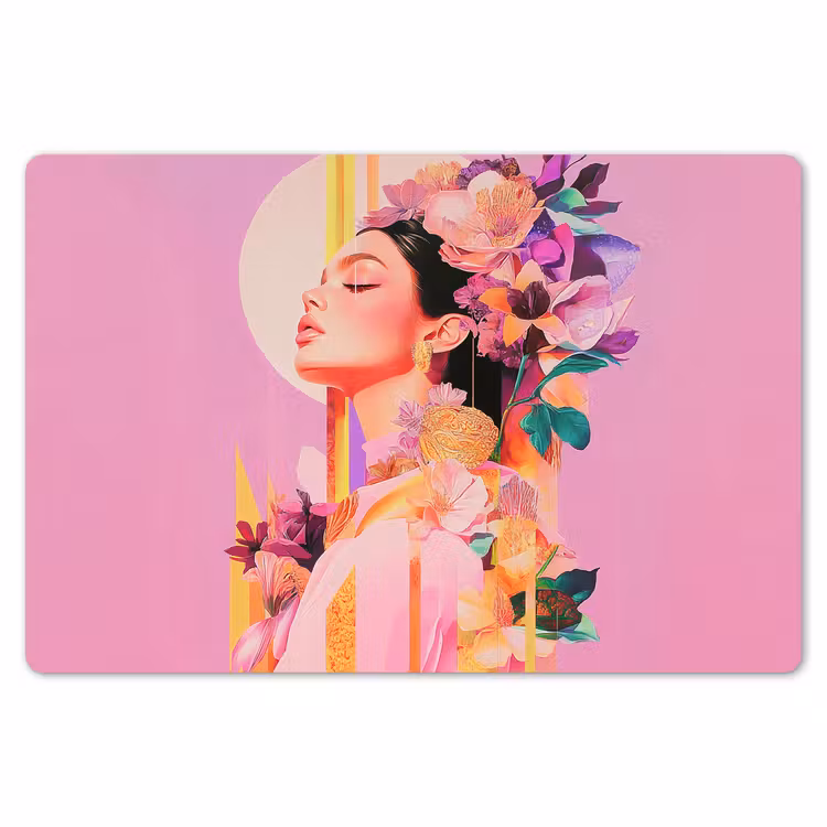 Vrouw - Bloemen - Paars - Abstract Placemat vinyl groot -zzsfeer1_Kitchenyeah-website