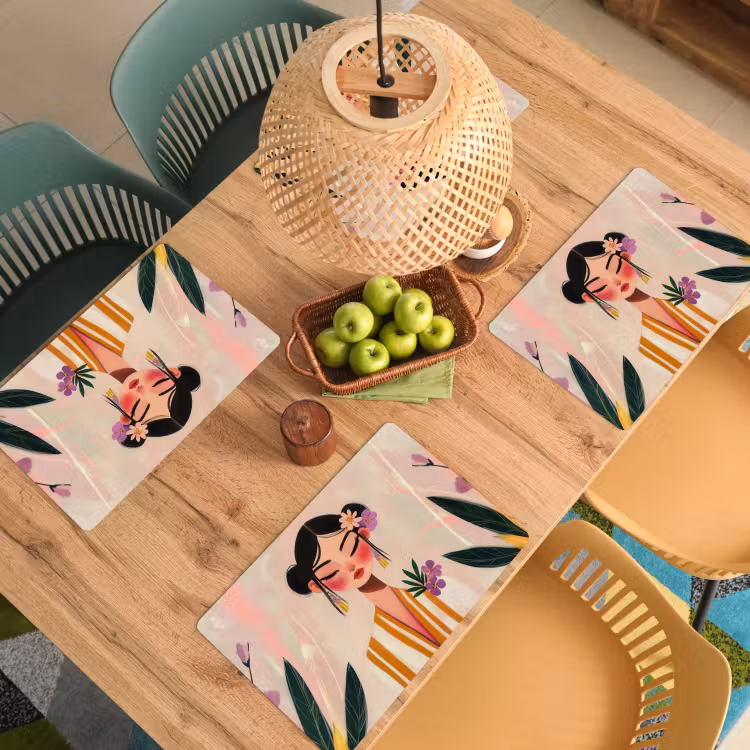 Vrouw - Bloemen - Pastel Placemat vinyl groot -zzsfeer5_Kitchenyeah-website