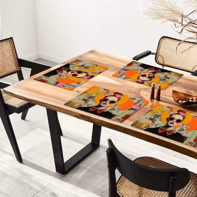Vrouw - Bril - Strik - Retro Placemat vinyl groot -zzsfeer4_Kitchenyeah-website