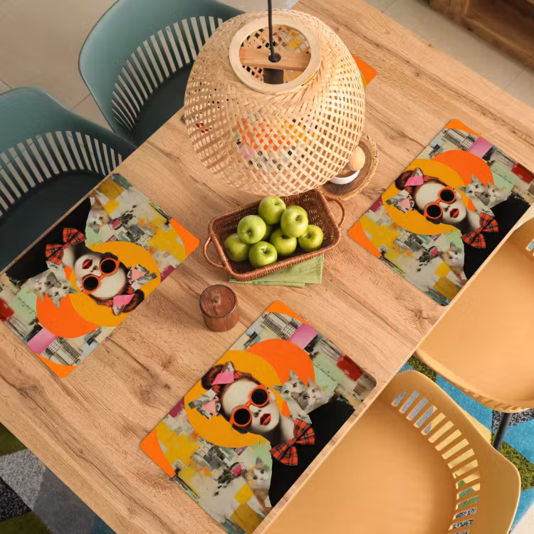 Vrouw - Bril - Strik - Retro Placemat vinyl groot -zzsfeer5_Kitchenyeah-website