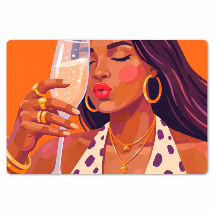 Vrouw - Champagne - Feest - Modern - Oranje Placemat vinyl groot -zzsfeer1_Kitchenyeah-website