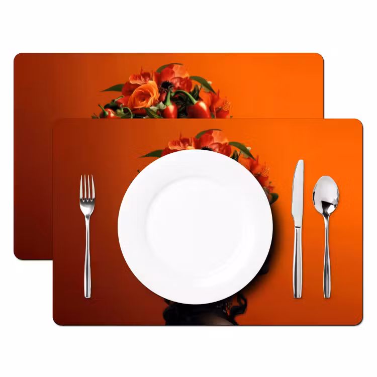 Vrouw - Chilipepers - Pepers - Bloemen Placemat vinyl groot -zzsfeer2_Kitchenyeah-website