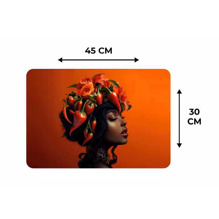 Vrouw - Chilipepers - Pepers - Bloemen Placemat vinyl groot -specs
