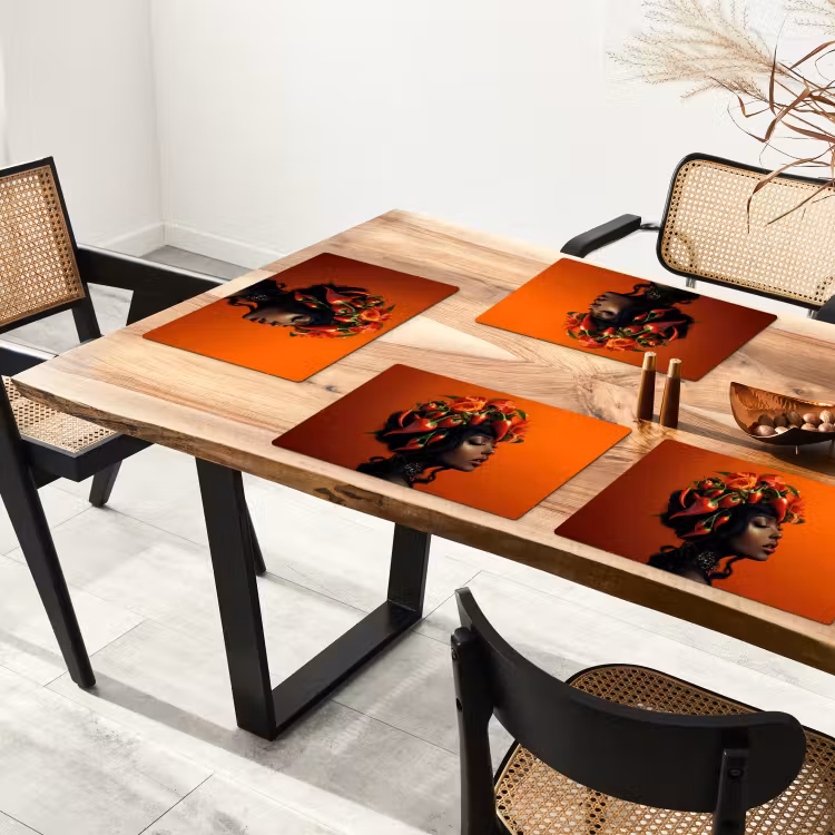 Vrouw - Chilipepers - Pepers - Bloemen Placemat vinyl groot -zzsfeer4_Kitchenyeah-website