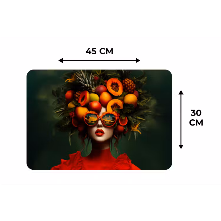 Vrouw - Vruchten - Papaja - Ananas Placemat vinyl groot -specs