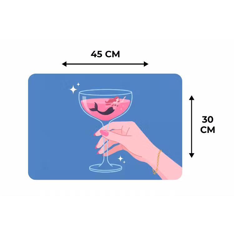 Vrouw - Glas - Abstract - Roze - Blauw Placemat vinyl groot -specs