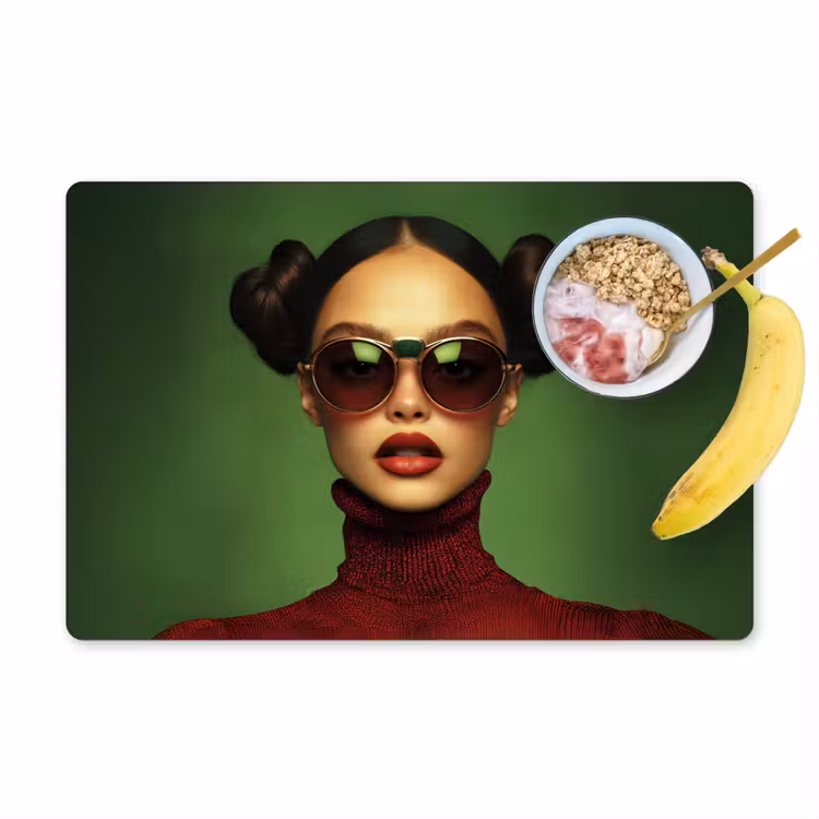 Vrouw - Groen - Bril - Aesthetic - Modern Placemat vinyl groot -zzzproduct_Kitchenyeah-website