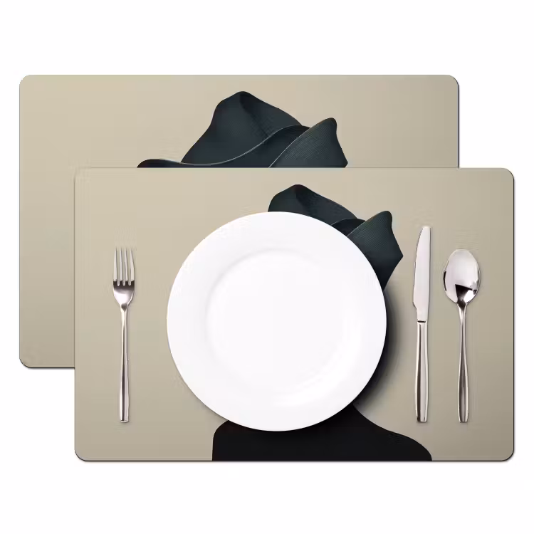 Vrouw - Groen - Hoed Placemat vinyl groot -zzsfeer2_Kitchenyeah-website