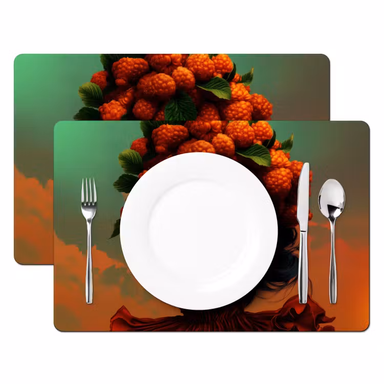 Vrouw - Frambozen - Bladeren Placemat vinyl groot -zzsfeer2_Kitchenyeah-website