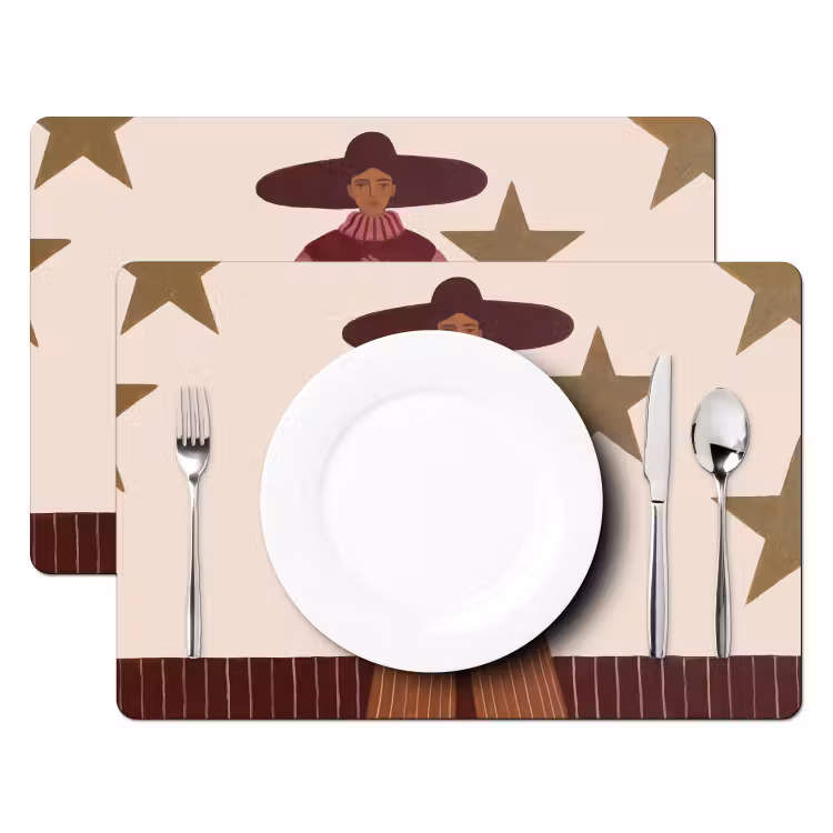 Vrouw - Hoed - Abstract - Modern - Portret Placemat vinyl groot -zzsfeer2_Kitchenyeah-website