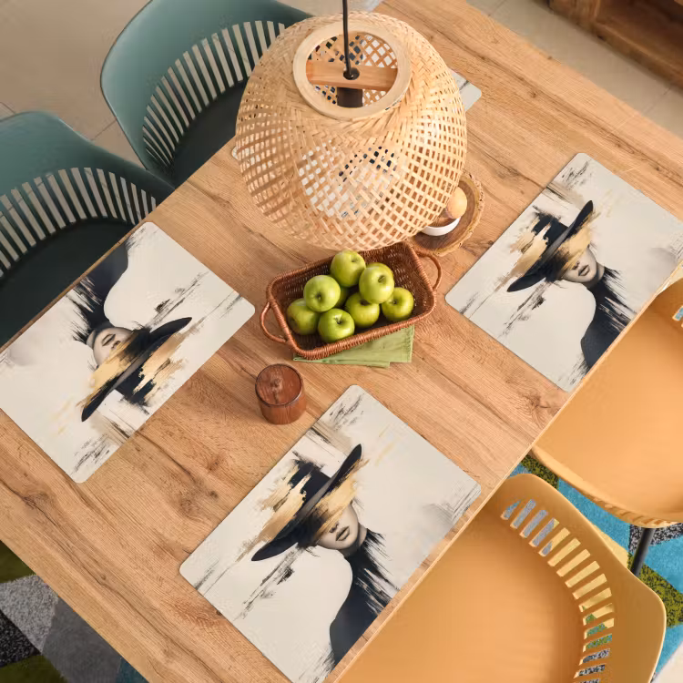 Vrouw - Hoed - Verf Placemat vinyl groot -zzsfeer5_Kitchenyeah-website