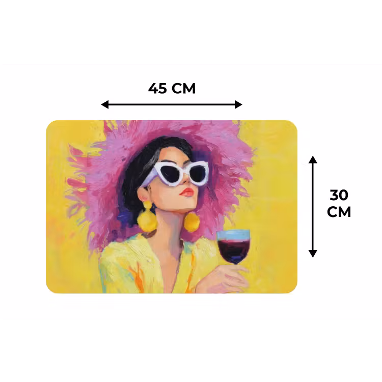 Vrouw - Hoed - Paars - Wijn Placemat vinyl groot -specs