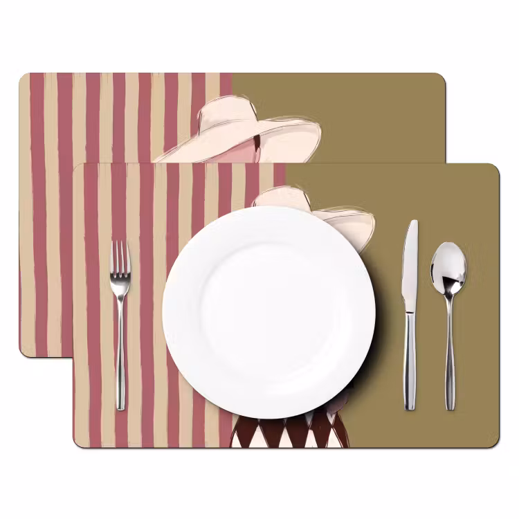Vrouw - Hoed - Mode - Abstract - Kleurrijk Placemat vinyl groot -zzsfeer2_Kitchenyeah-website