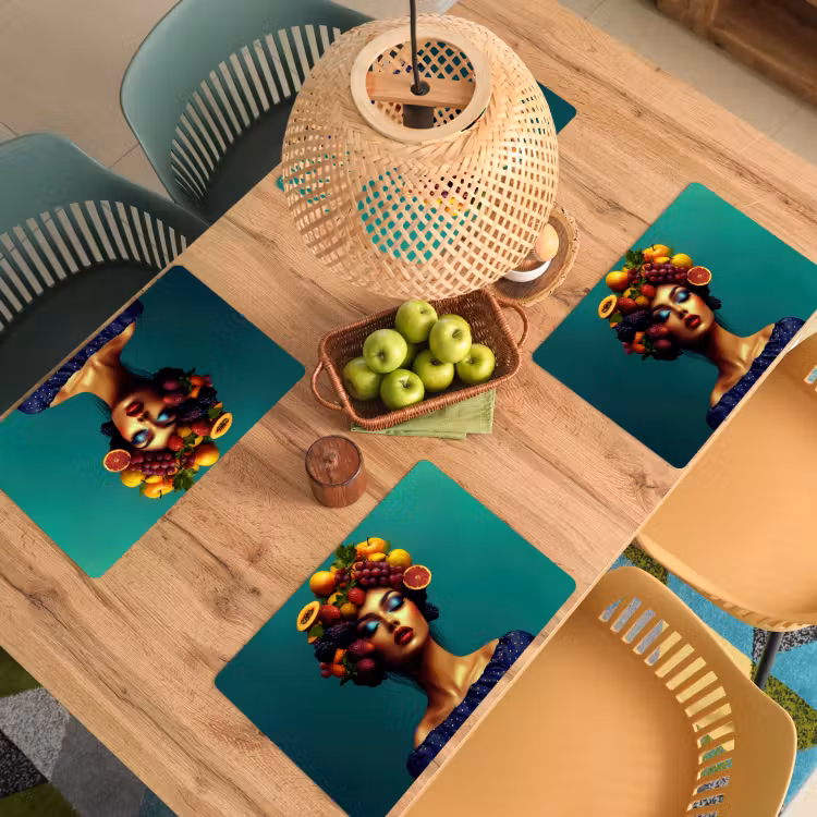 Vrouw - Hoodtooi - Tropisch - Fruit - Druiven Placemat vinyl groot -zzsfeer5_Kitchenyeah-website