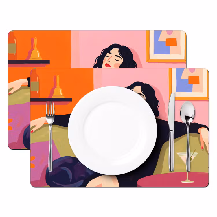 Vrouw - Kat - Interieur - Modern - Kleurrijk Placemat vinyl groot -zzsfeer2_Kitchenyeah-website