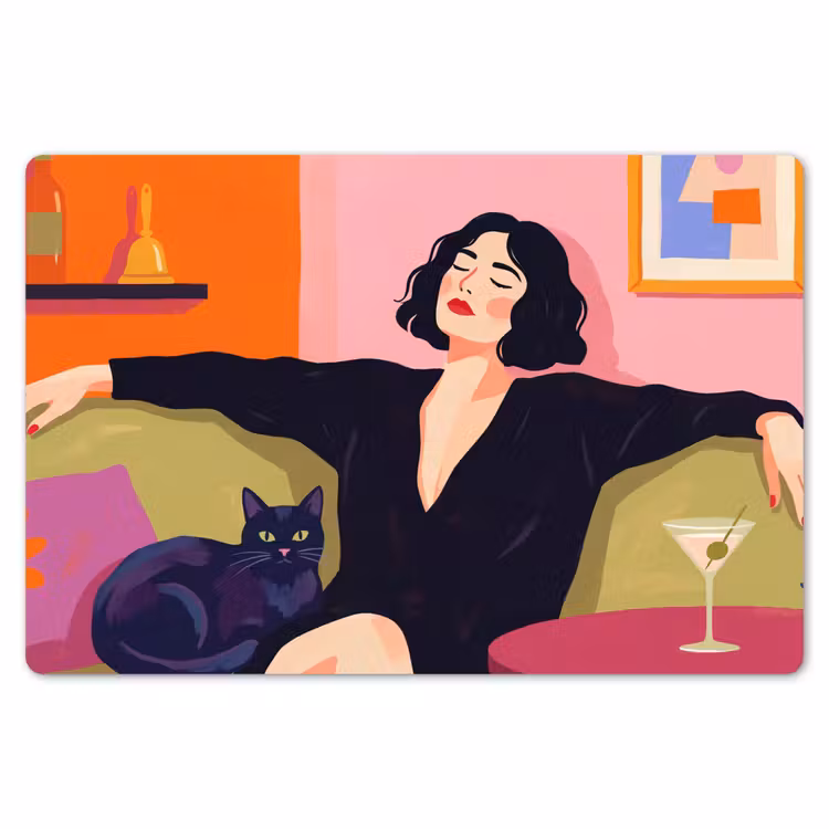 Vrouw - Kat - Interieur - Modern - Kleurrijk Placemat vinyl groot -zzsfeer1_Kitchenyeah-website