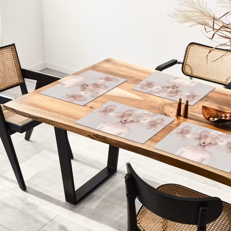 Vrouw - Cirkels - Beige Placemat vinyl groot -zzsfeer4_Kitchenyeah-website