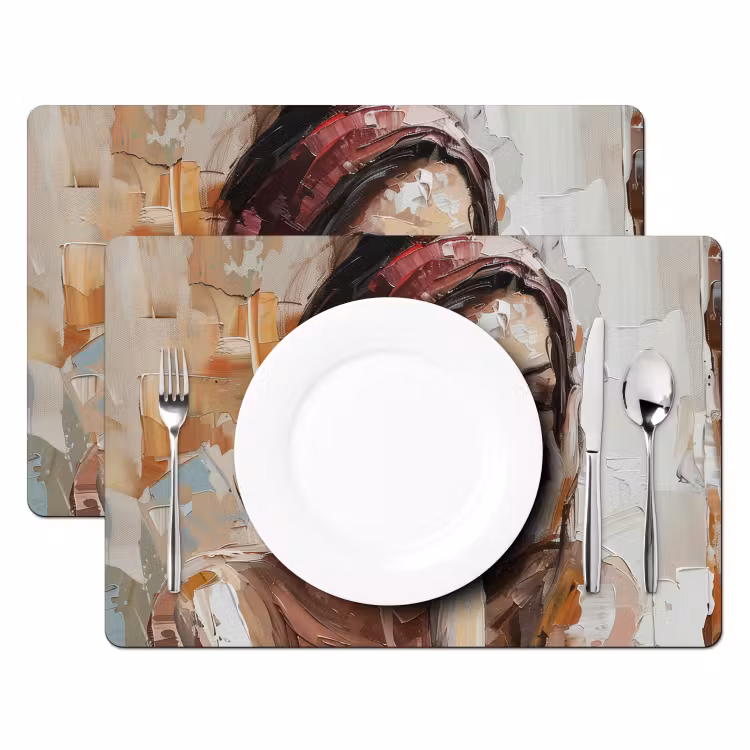 Vrouw - Verflook - Portret - Modern Placemat vinyl groot -zzsfeer2_Kitchenyeah-website