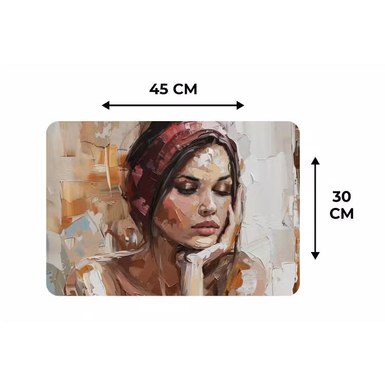 Vrouw - Verflook - Portret - Modern Placemat vinyl groot -specs