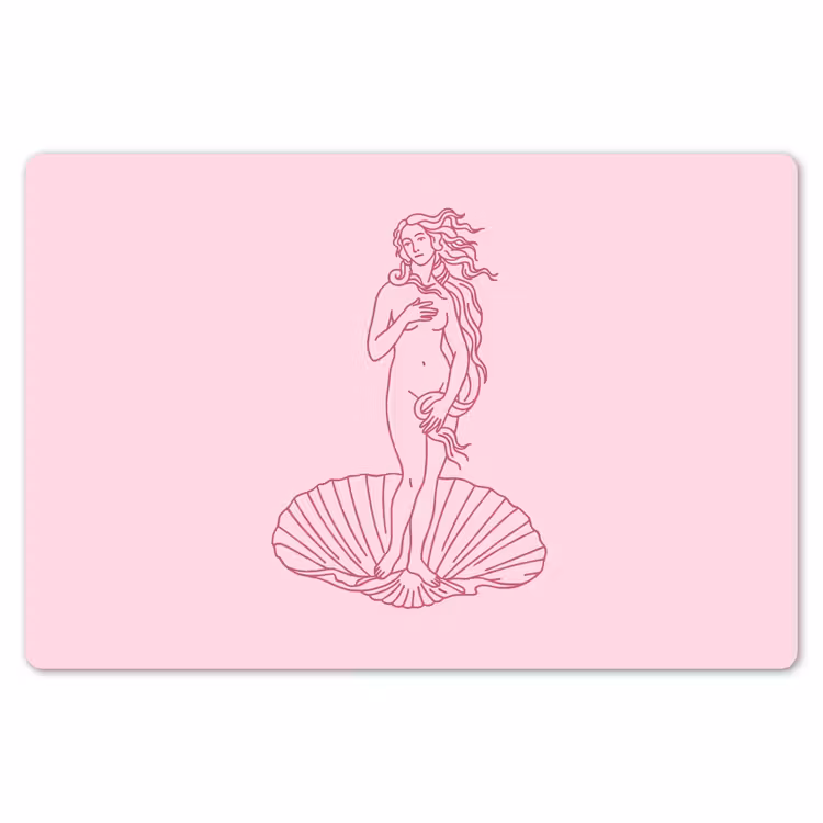 Vrouw - Schelp - Kunst - Lijntekening - Roze Placemat vinyl groot -zzsfeer1_Kitchenyeah-website