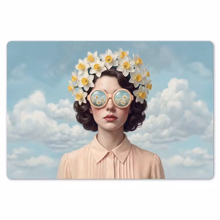 Vrouw - Narcissen - Geel Placemat vinyl groot -zzsfeer1_Kitchenyeah-website