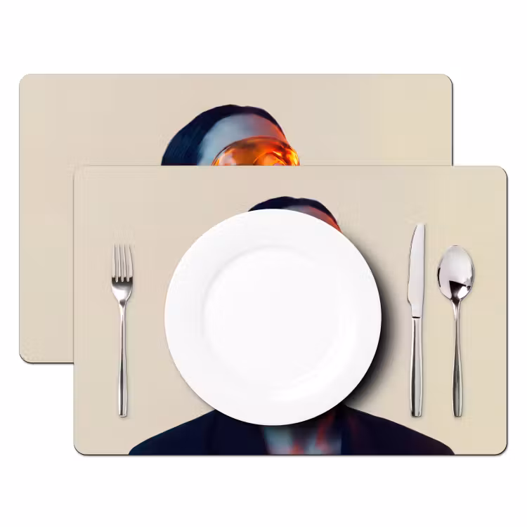Vrouw - Oranje - Abstract - Modern - Kleurrijk Placemat vinyl groot -zzsfeer2_Kitchenyeah-website
