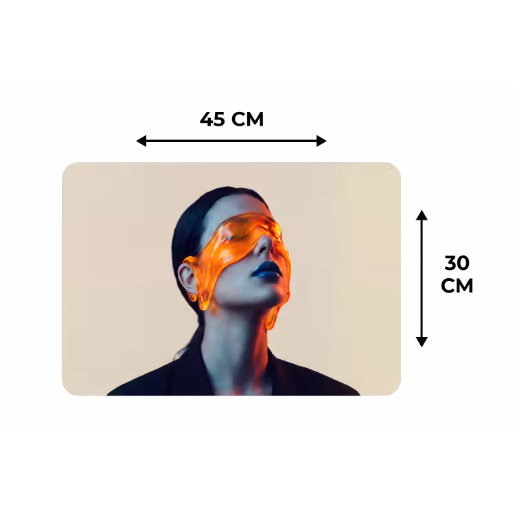 Vrouw - Oranje - Abstract - Modern - Kleurrijk Placemat vinyl groot -specs