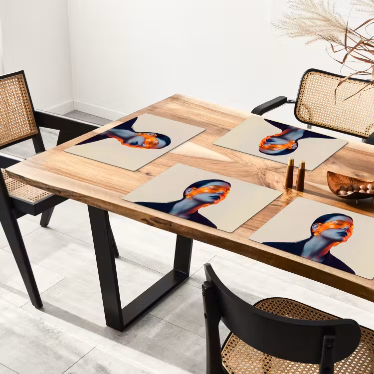 Vrouw - Oranje - Abstract - Modern - Kleurrijk Placemat vinyl groot -zzsfeer4_Kitchenyeah-website