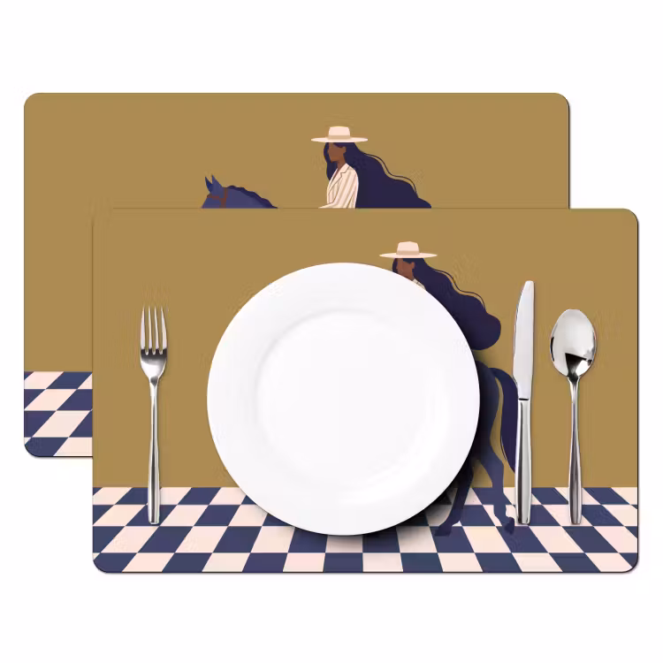 Vrouw - Paard - Rijden - Modern - Abstract Placemat vinyl groot -zzsfeer2_Kitchenyeah-website