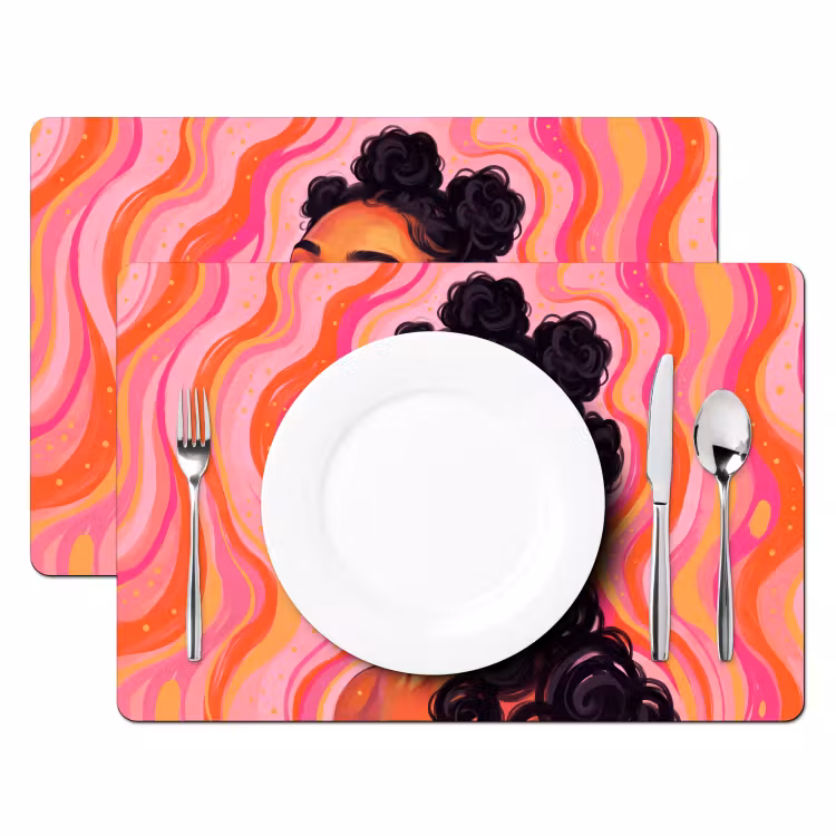 Vrouw - Portret - Abstract - Kleurrijk - Roze Placemat vinyl groot -zzsfeer2_Kitchenyeah-website