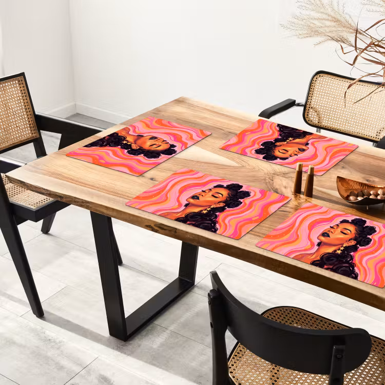 Vrouw - Portret - Abstract - Kleurrijk - Roze Placemat vinyl groot -zzsfeer4_Kitchenyeah-website