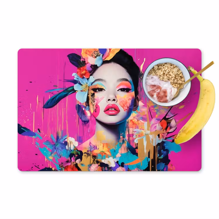 Vrouw - Portret - Abstract - Paars Placemat vinyl groot -zzzproduct_Kitchenyeah-website