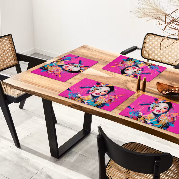 Vrouw - Portret - Abstract - Paars Placemat vinyl groot -zzsfeer4_Kitchenyeah-website