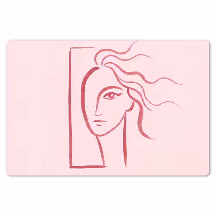 Vrouw - Portret - Abstract - Lijnkunst - Rood Placemat vinyl groot -zzsfeer1_Kitchenyeah-website
